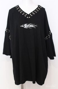 REFLEM / ピアスリング朔望半袖Tシャツ  ブラック O-25-08-20-1028-PU-TO-IG-OS