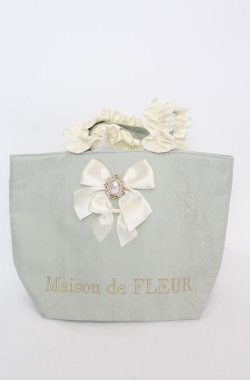 画像1: Maison de FLEUR / ロココフリルハンドルトートバッグ  ミントグリーン O-25-08-20-020-LO-BG-OW-OS