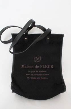 画像1: Maison de FLEUR / ジャガードスクエアトートバッグ  クロ O-25-08-20-027-LO-BG-OW-OS
