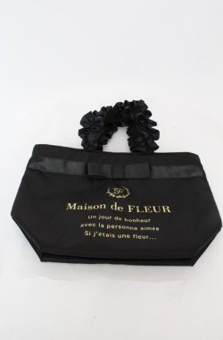 画像1: Maison de FLEUR / ブランドロゴフリルハンドルトートSバッグ  クロ O-25-08-20-033-LO-BG-OW-OS