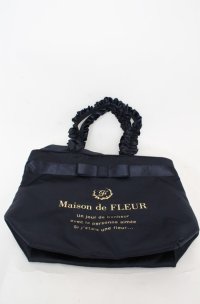 Maison de FLEUR / ブランドロゴフリルハンドルトートMバッグ  ネイビー O-25-08-20-035-LO-BG-OW-OS