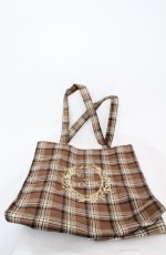 画像1: Maison de FLEUR / EC限定チェック柄スクエアトートバッグ  ブラウン O-25-08-20-036-LO-BG-OW-ZT501 (1)