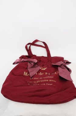 画像1: Maison de FLEUR / ダブルリボンギャザートートバッグ  ワイン O-25-08-20-045-LO-BG-OW-OS