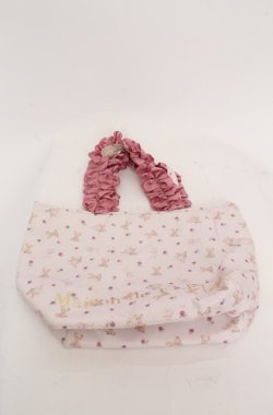 画像1: Maison de FLEUR / ベアラビットフリルハンドルトートバッグ  ピンク O-25-08-20-050-LO-BG-OW-OS