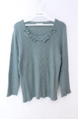 INGEBORG / モチーフ使いテレコニットソー 11号 グリーン O-25-08-21-037-LO-TO-OW-ZI