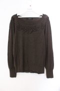INGEBORG / フラワーモチーフ使いニットプルオーバー 11号 ブラウン O-25-08-21-040-LO-TO-OW-OS