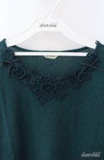 画像2: INGEBORG / モチーフレース使いニットソー 11号 グリーン O-25-08-21-042-LO-TO-OW-ZI (2)