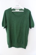 INGEBORG / レース使いカシミヤ混ニット 11号 グリーン O-25-08-21-043-LO-TO-OW-OS