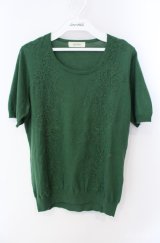 INGEBORG / レース使いカシミヤ混ニット 11号 グリーン O-25-08-21-043-LO-TO-OW-ZI