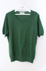 画像1: INGEBORG / レース使いカシミヤ混ニット 11号 グリーン O-25-08-21-043-LO-TO-OW-ZT195 (1)
