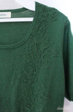 画像2: INGEBORG / レース使いカシミヤ混ニット 11号 グリーン O-25-08-21-043-LO-TO-OW-OS