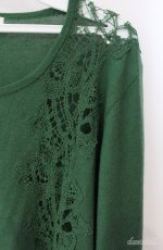 画像2: INGEBORG / 透かしレースカシミヤ混カーディガン 11号 グリーン O-25-08-21-044-LO-TO-OW-ZI (2)