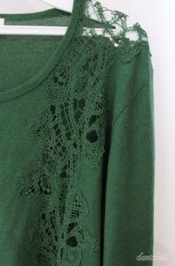 画像2: INGEBORG / 透かしレースカシミヤ混カーディガン 11号 グリーン O-25-08-21-044-LO-TO-OW-ZI