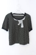 INGEBORG / スパンコール使いドットTシャツ 11号 クロ×シロ O-25-08-21-048-LO-TO-OW-ZI