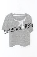 INGEBORG / スパンコール使いドットTシャツ 11号 クロ×シロ O-25-08-21-048-LO-TO-OW-ZI