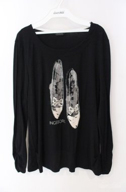 画像1: INGEBORG / パンプスptTシャツ 11号 クロ O-25-08-21-049-LO-TO-OW-OS