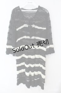 INGEBORG / ストレッチレースボーダーチュニック 11号 クロ×シロ O-25-08-21-050-LO-TO-OW-ZI