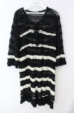 画像1: INGEBORG / ストレッチレースボーダーチュニック 11号 クロ×シロ O-25-08-21-050-LO-TO-OW-ZI