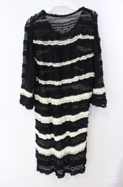 画像3: INGEBORG / ストレッチレースボーダーチュニック 11号 クロ×シロ O-25-08-21-050-LO-TO-OW-ZI