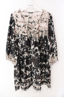 画像1: INGEBORG / リリーptチュニック 11号 クロ×ベージュ O-25-08-21-051-LO-TO-OW-OS
