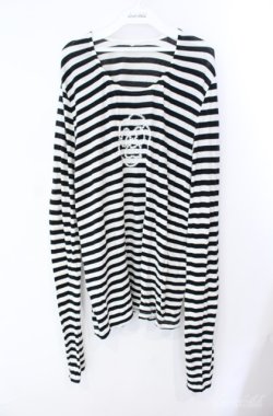 画像1: INGEBORG / カメリアptボーダーカットソー 11号 クロ×シロ O-25-08-21-055-LO-TO-OW-ZI