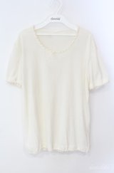 INGEBORG / ロゴ刺繍梨地カットソー M キナリ O-25-08-21-059-LO-TO-OW-ZI