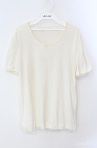 INGEBORG / ロゴ刺繍梨地カットソー M キナリ O-25-08-21-059-LO-TO-OW-ZI