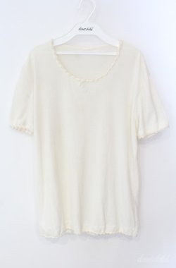 画像1: INGEBORG / ロゴ刺繍梨地カットソー M キナリ O-25-08-21-059-LO-TO-OW-ZI