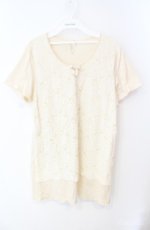 画像1: INGEBORG / レースレイヤードカットソー 11号 アイボリー O-25-08-21-060-LO-TO-OW-ZT210 (1)