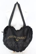 ATELIER PIERROT / Heart Frill Tote Bag (Shantung Fabric) トートバッグ  ブラック O-25-08-21-1009-EL-BG-IG-OS