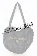 ATELIER PIERROT / Heart Frill Tote Bag (Shantung Fabric) トートバッグ  ブラック O-25-08-21-1009-EL-BG-IG-OS