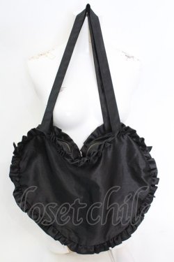 画像3: ATELIER PIERROT / Heart Frill Tote Bag (Shantung Fabric) トートバッグ  ブラック O-25-08-21-1009-EL-BG-IG-OS