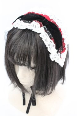 画像1: Eri Aino's Collection / ベロアボンヘッドドレス  アカチェック O-25-08-21-1023-LO-AC-IG-OS