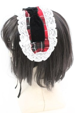 画像2: Eri Aino's Collection / ベロアボンヘッドドレス  アカチェック O-25-08-21-1023-LO-AC-IG-OS