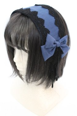 画像1: 尾州ロリィタ / リボンガレットヘッドドレス  プラチナブルー O-25-08-21-1027-LO-AC-OW-OS