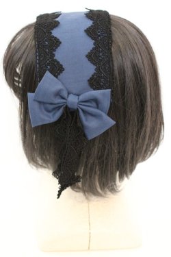 画像2: 尾州ロリィタ / リボンガレットヘッドドレス  プラチナブルー O-25-08-21-1027-LO-AC-OW-OS