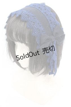 画像1: 尾州ロリィタ / リボンガレットヘッドドレス  クロ×アオ O-25-08-21-1026-LO-AC-OW-OS