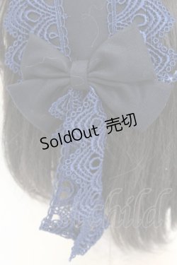 画像3: 尾州ロリィタ / リボンガレットヘッドドレス  クロ×アオ O-25-08-21-1026-LO-AC-OW-OS