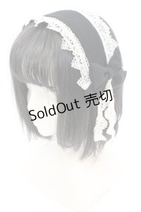 尾州ロリィタ / リボンガレットヘッドドレス  クロ×キナリ O-25-08-21-1028-LO-AC-OW-OS