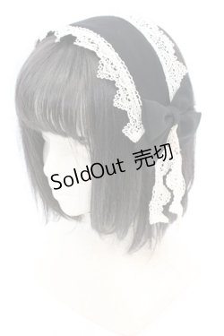 画像1: 尾州ロリィタ / リボンガレットヘッドドレス  クロ×キナリ O-25-08-21-1028-LO-AC-OW-OS