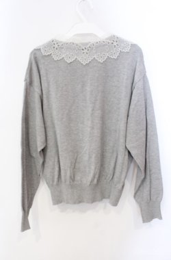 画像2: Jane Marple Dans Le Salon / Vintage lace collar cardigan カーディガン M グレー O-25-08-21-071-JM-TO-IG-OS