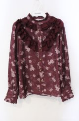 axes femme / レトロオーナメントバラ柄ブラウス F ワイン O-25-08-21-076-AX-BL-OW-OS