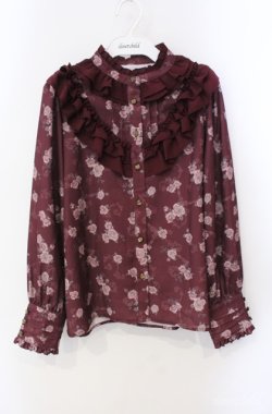 画像1: axes femme / レトロオーナメントバラ柄ブラウス F ワイン O-25-08-21-076-AX-BL-OW-OS