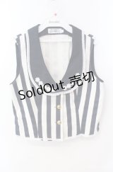 MARBLE / 白花ブレードレース付きエンブレムベスト  ホワイト×ネイビー O-25-08-21-079-GO-TO-OW-OS