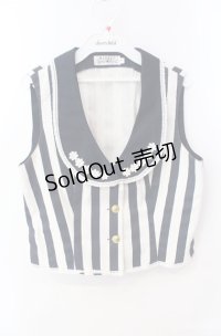 MARBLE / 白花ブレードレース付きエンブレムベスト  ホワイト×ネイビー O-25-08-21-079-GO-TO-OW-OS