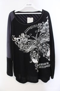 ALGONQUINS / エンブレムptドルマンプルオーバー F ブラック×チャコールグレー系 O-25-08-21-085-AL-TO-OW-OS