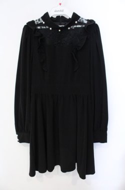 画像1: Ank Rouge / レーシーチャイナワンピース  クロ O-25-08-21-087-CA-OP-OW-OS
