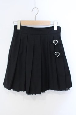 画像1: Ank Rouge / ハートバックルプリーツスカート M クロ O-25-08-21-091-CA-SK-OW-OS