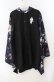 画像1: NieR Clothing / 袖リブ付き着物風袖シャツ【和柄九尾】  ブラック×パープル系 O-25-08-21-093-PU-BL-IG-OS (1)