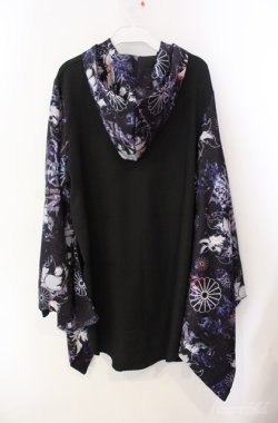 画像3: NieR Clothing / 袖リブ付き着物風袖シャツ【和柄九尾】  ブラック×パープル系 O-25-08-21-093-PU-BL-IG-OS